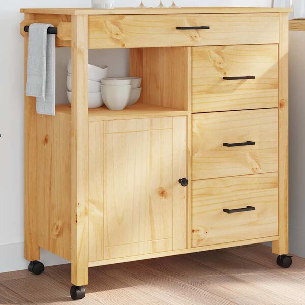 vidaXL Kitchen Trolley MONZA 84x40x88.5 cm Solid Wood Pine