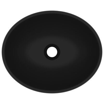 vidaXL Luxury Basin Oval-shaped Matt Black 40x33 cm Ceramic