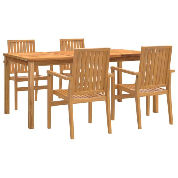 vidaXL 5 Piece Garden Dining Set Solid Wood Teak