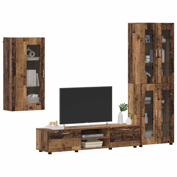 vidaXL TV Cabinet Set with Drawer with Shelf Old Wood Engineered Wood