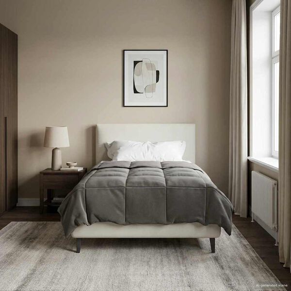 vidaXL Full Year Duvet Quilted Light Grey 135 x 220 cm Microfiber