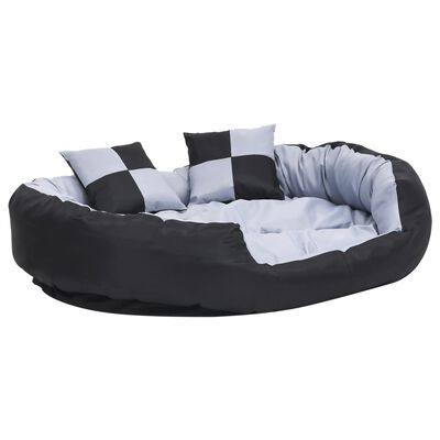 vidaXL Reversible & Washable Dog Cushion Grey and Black 110x80x23 cm