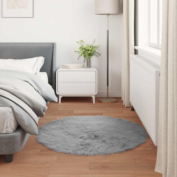 vidaXL Faux Sheepskin Rug Tafalla Grey &Oslash; 80 cm Polyester