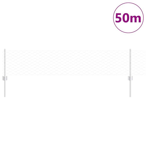 vidaXL Fence with Post Silver 0.4 x 50 m Steel