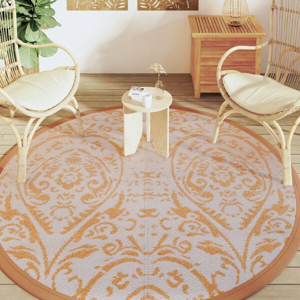 vidaXL Outdoor Carpet ARAKIL Orange and White &Oslash;200 cm PP