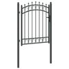 vidaXL Fence Gate with Spikes Grey 150 x 100 cm Powder-coated steel