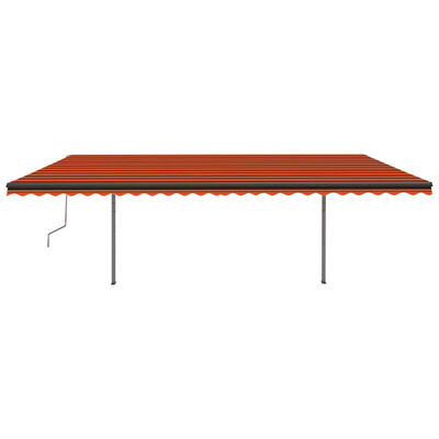 vidaXL Manual Retractable Awning with Posts 3.5x2.5 m Orange and Brown