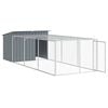 vidaXL Dog House with Run Anthracite 153x396x110 cm Galvanised Steel