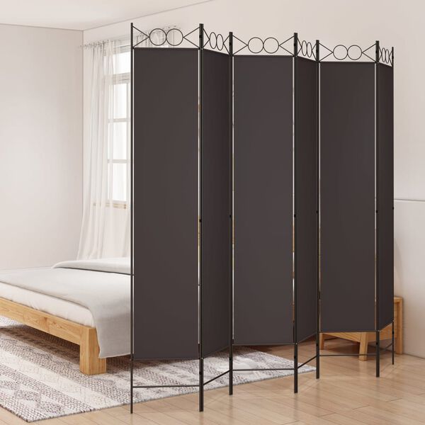 vidaXL 6-Panel Room Divider Brown 240x220 cm Fabric