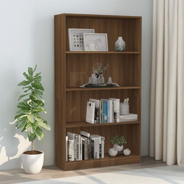 vidaXL 4-Tier Book Cabinet Brown Oak 80x24x142 cm Engineered Wood