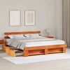 vidaXL Bed Frame with Headboard Wax Brown 180 x 200 cm Solid Pine Wood