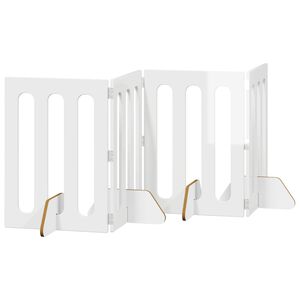 vidaXL Folding Pet Fence 4 pcs High Gloss White 201 x 38 x 70 cm