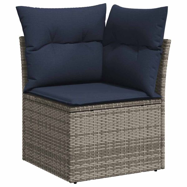vidaXL 7 Piece Garden Sofa Set with Cushions Grey Poly Rattan Acacia