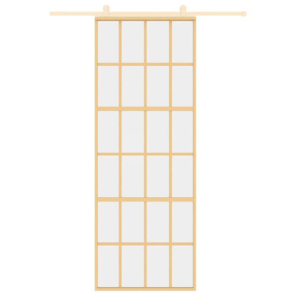 vidaXL Sliding Door Gold 76x205 cm Clear ESG Glass and Aluminium