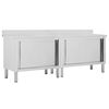 vidaXL Work Tables with Sliding Doors 2pcs 240x50x(95-97)cm Stainless Steel