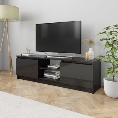 vidaXL TV Cabinet High Gloss Black 120x30x35.5 cm Engineered Wood