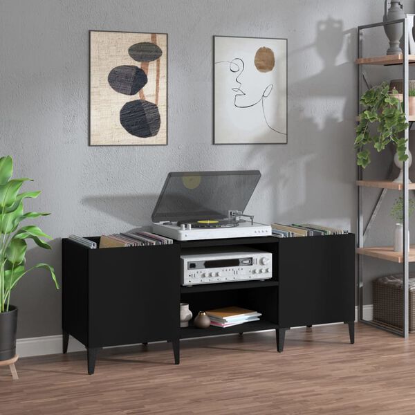 vidaXL Record Cabinet Black 121x38x48 cm Engineered Wood