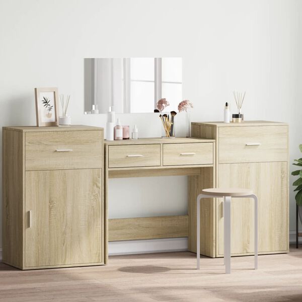 vidaXL 4 Piece Dressing Table Set Sonoma Oak Engineered Wood