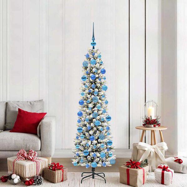 vidaXL Artificial Christmas Tree with 300 LEDs with Stand White 180 cm