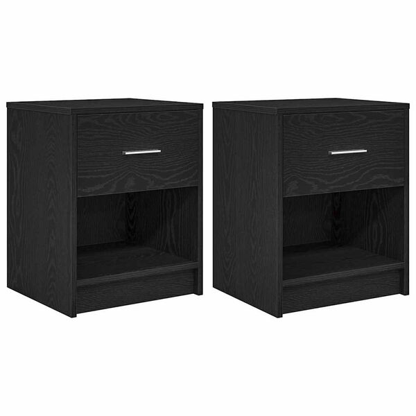 vidaXL Bedside Cabinets 2 pcs with Drawer Black 40x34x50 cm