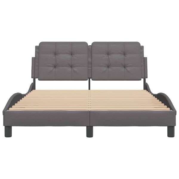 vidaXL Bed Frame without Mattress "Zadar" Grey 140x190 cm Faux Leather