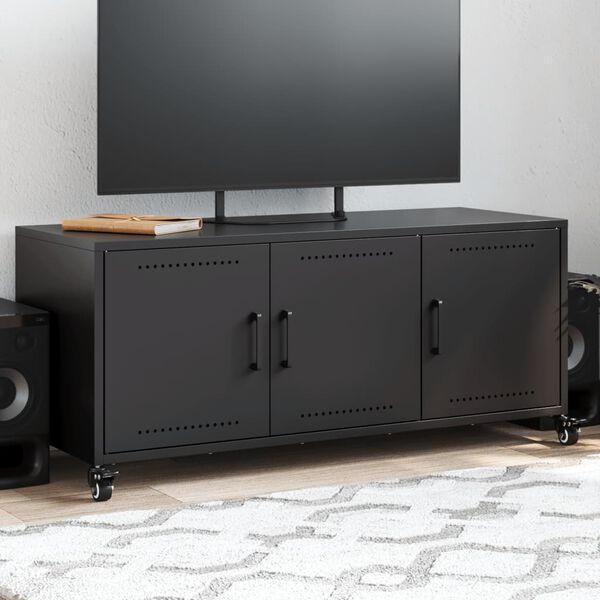 vidaXL TV Cabinet Black 100.5x39x43.5 cm Steel