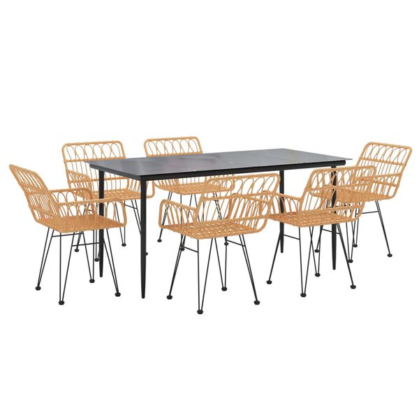 vidaXL 7 Piece Garden Dining Set Poly Rattan