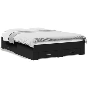 vidaXL Bed Frame with Drawers without Mattress Black 120x200 cm