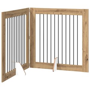 vidaXL Foldable Dog Gate with Stands 2 pcs Artisan Oak 200.5 cm