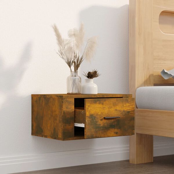 vidaXL Wall-mounted Bedside Cabinet Smoked Oak 50x36x25 cm