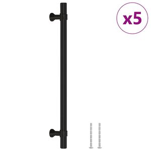 vidaXL Cabinet Handles 5 pcs Black 192 mm Stainless Steel