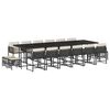 vidaXL 17 Piece Garden Dining Set with Cushions Black Poly Rattan
