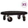 vidaXL Plant Trolleys with Wheels 5 pcs Diameter 40 cm Black 275 kg