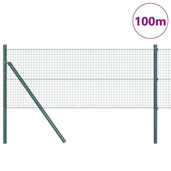 vidaXL Fence Post Green 100 x 0.5 m (25 x 25 mm mesh) Steel and PVC
