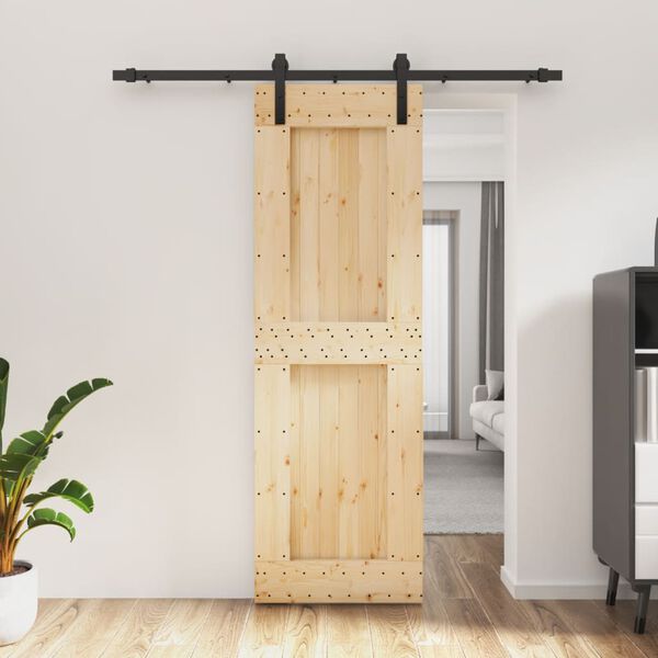 vidaXL Sliding Door with Hardware Set 70x210 cm Solid Wood Pine