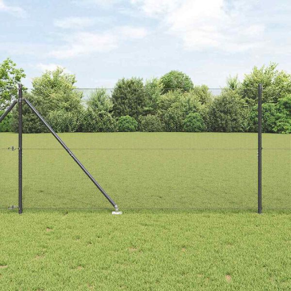 vidaXL Fence Post Grey 10 x 1.4 m (12 x 12 mm mesh) Steel and PVC