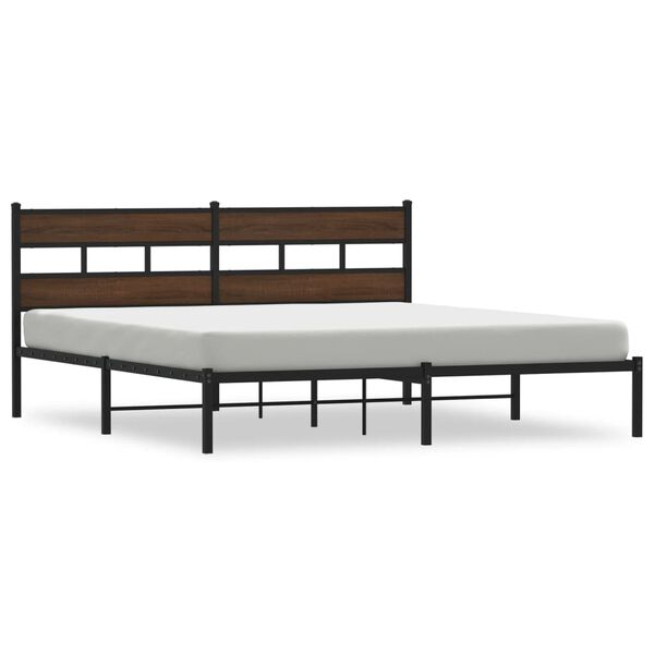 vidaXL Bed Frame without Mattress with Headboard Brown Oak 200x200 cm