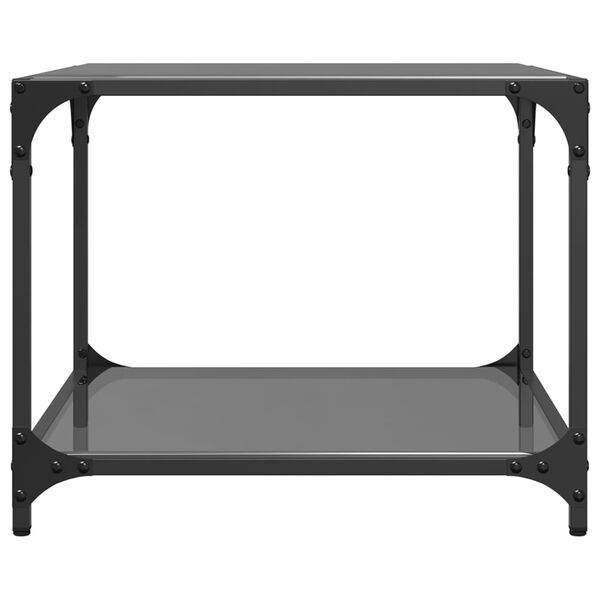 vidaXL Coffee Table with Black Glass Top 50x50x40 cm Steel