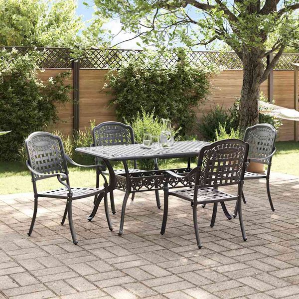 vidaXL Garden Dining Set 5 pcs Black Aluminium