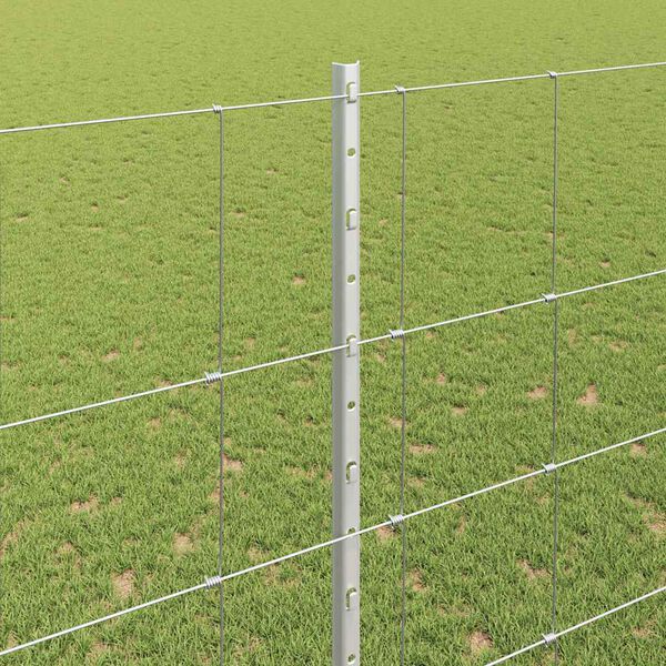 vidaXL Fence with Post Silver 1.6 x 25 m Steel
