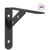 vidaXL Shelf Brackets 4 pcs 20x2,5x14 cm Black Stainless Steel