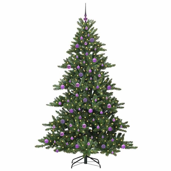 vidaXL Artificial Hinged Christmas Tree Green 210 cm PVC and Steel