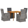 vidaXL Garden Dining Set with Cushion 5 pcs Grey Poly Rattan