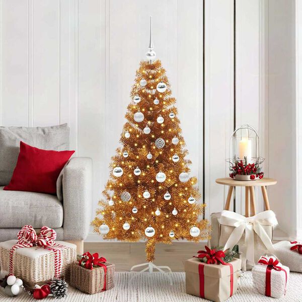 vidaXL Christmas Tree with 150 LEDs with Stand Gold 150 cm PET
