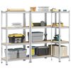 vidaXL 4-Layer Storage Shelves 3 pcs Silver Steel&Engineered Wood