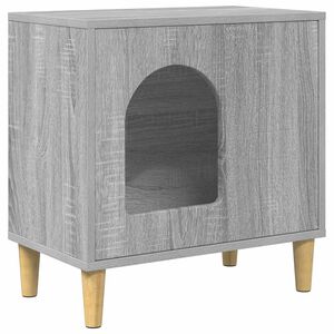 vidaXL Cat House Grey Sonoma 51 x 30 x 52 cm Engineered Wood