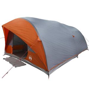 vidaXL Tunnel tent 10-Person Waterproof Grey and Orange Taffeta