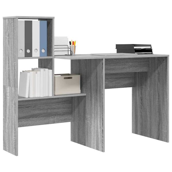 vidaXL Desk Grey Sonoma 131.5 x 50 x 106.5 cm Engineered Wood