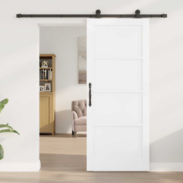 vidaXL Sliding Door White and Black 83 x 202 cm Solid Pine Wood