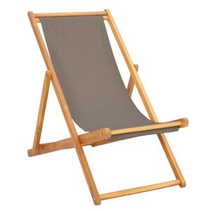 vidaXL Beach Chair Taupe Solid Teak Wood